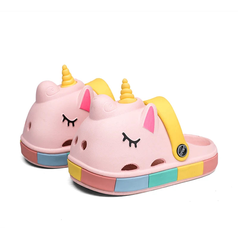 New Summer Beautiful Cute Cartoon Unicorn Slippers Children's Non-Slip Soft Sole Sandals