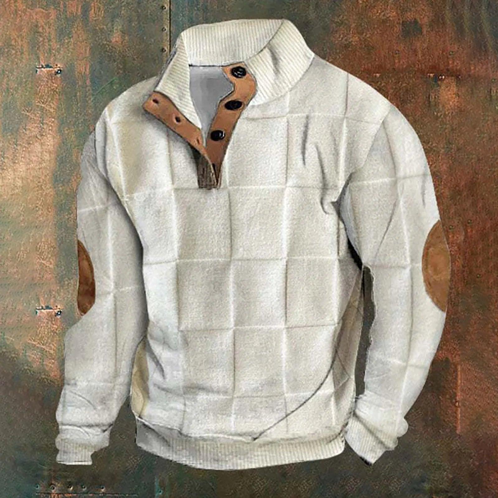 Sweatshirt Men Outdoor Casual Buttoned Stand Collar Pullover