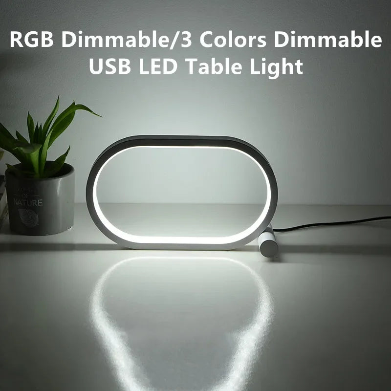 LED Table Lamp USB Reading Light Colorful LED Desk Lamp 3 Colors Dimmable Study Light Bedroom Bedside Lamp