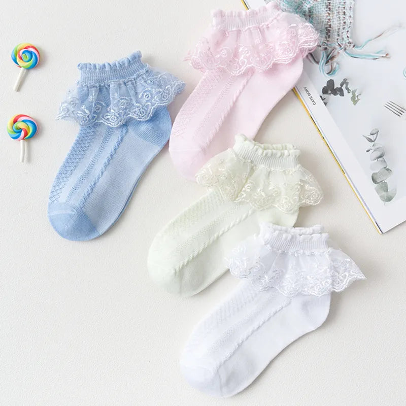 Girls Lace Ruffle Princess Mesh Socks