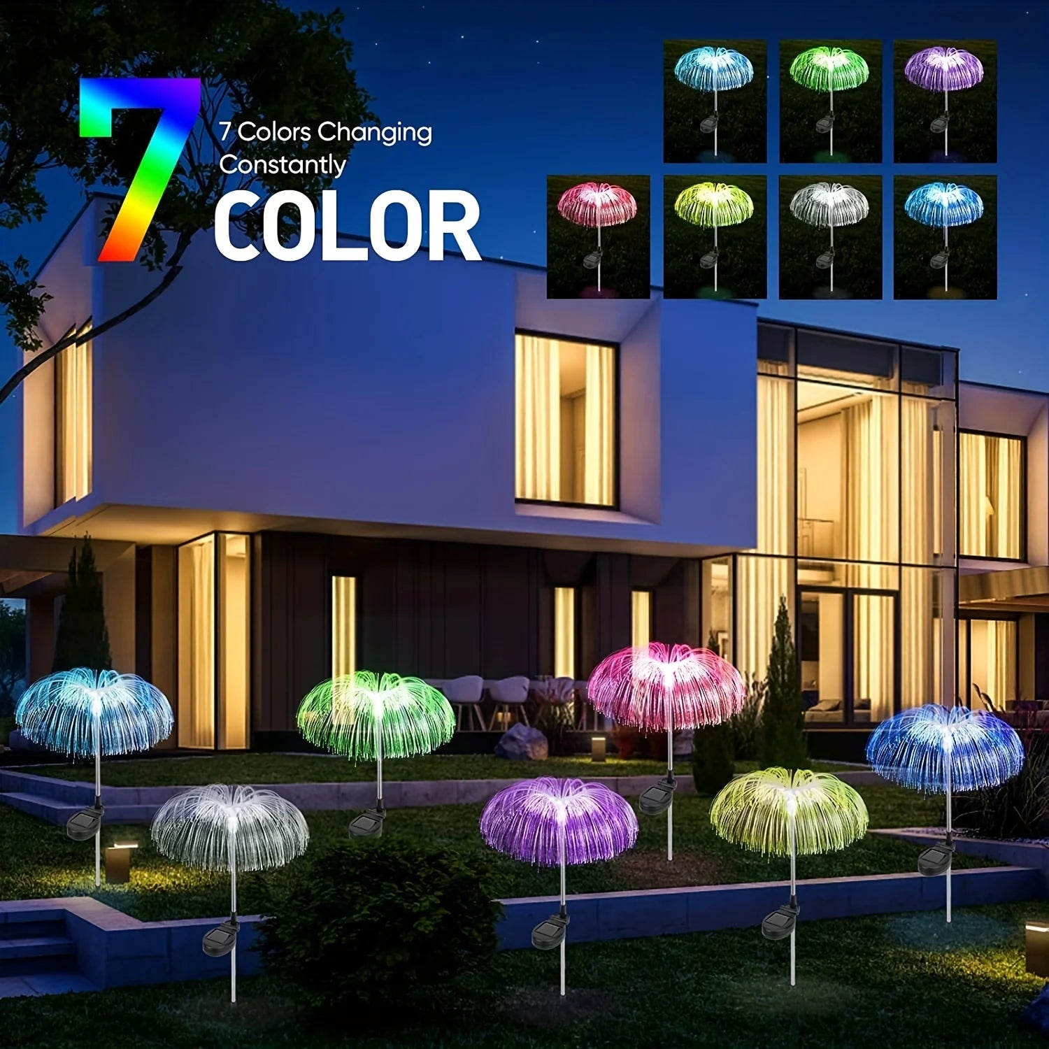 AlliLit 1~6PCs Solar LED Outdoor Garden Lights Jellyfish Decoration