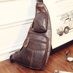 Quality Men Single Chest Back Day Pack Travel  Vintage Genuine Leather Casual Cross Body Messenger Shoulder Bag Crescent pack