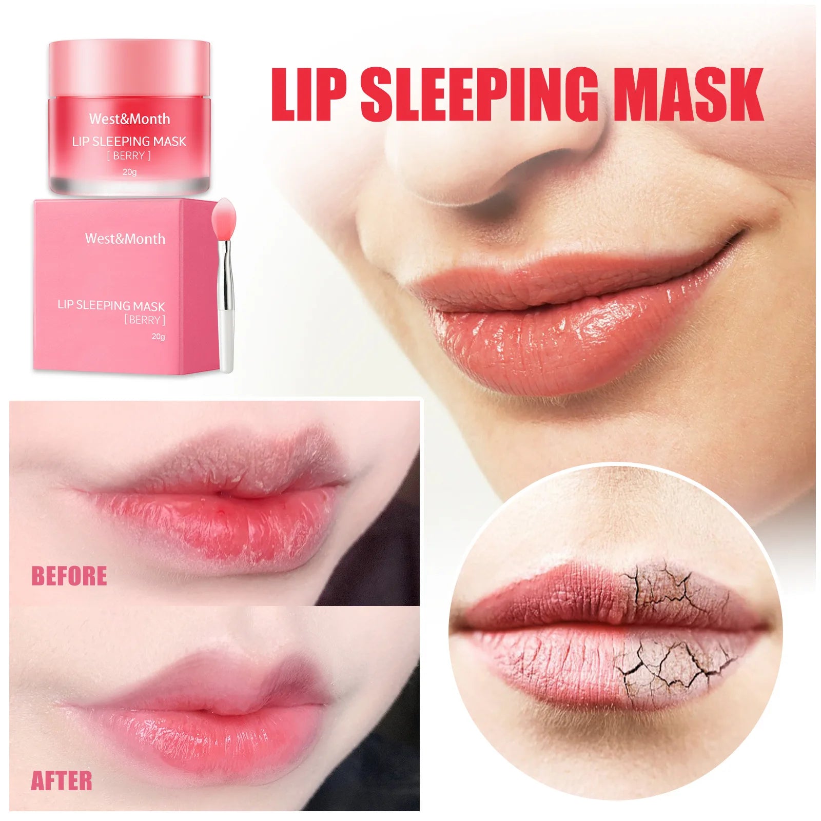 20g Berry Lip Sleeping Mask Night Sleep Maintenance Moisturizing Fade Lip Lines Nourishing Lip Balm Skin Care