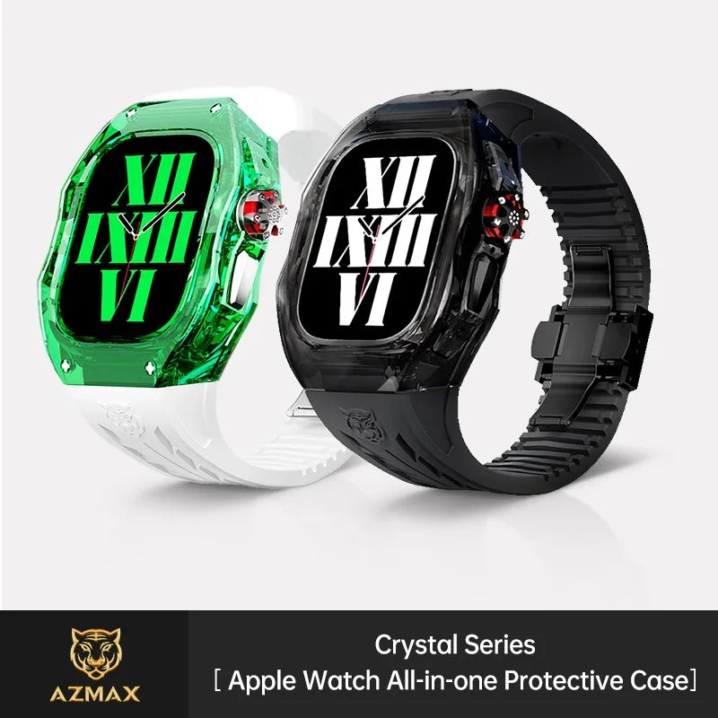 Crystal Luxury Case And Fluororubber Strap For Apple Watch