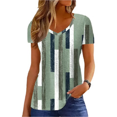 Women's T-Shirt Summer V-Neck Tee Loose Casual Top