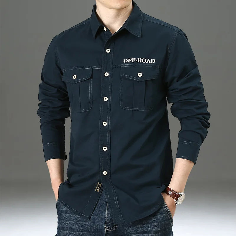 Men's casual loose long-sleeved shirt