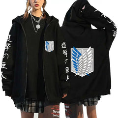 Anime Attack On Titan Plus Size Zip Jacket Autumn Hoodie  Women Sweatshirt