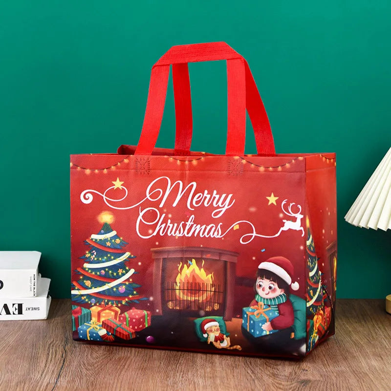 Merry Christmas Gifts Bags Santa Elk Non-woven Candy Gift Packaging Tote Bag Xmas New Year Party Decor Noel Shopping Pouch