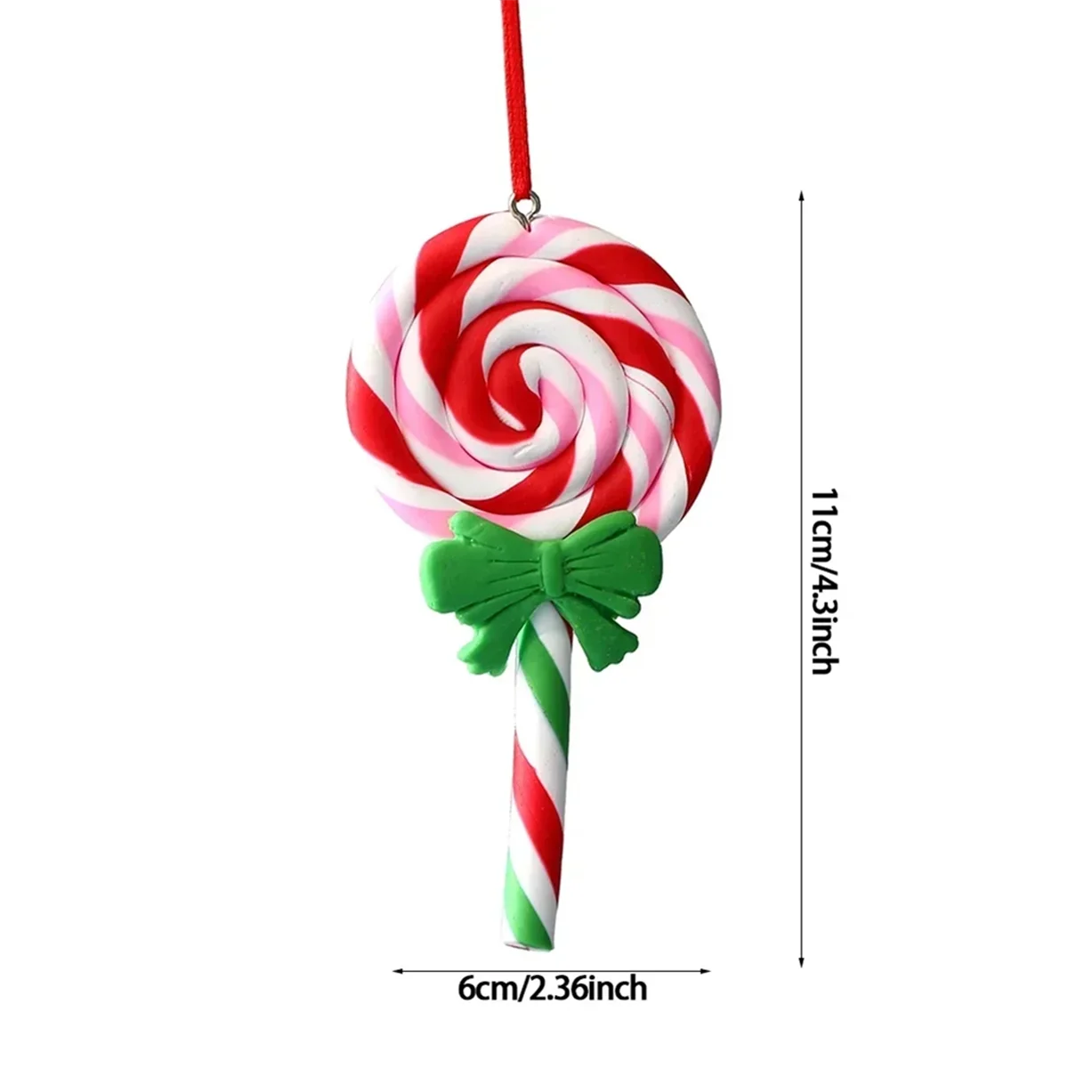 Christmas Tree Decoration Ornament Soft Clay Lollipop Red White Candy Cane Xmas Tree Pendant Christmas New Year Gift E