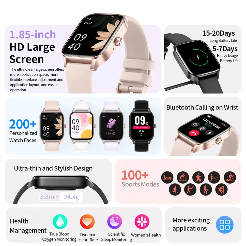 Smart Watch  Last Generation For Women Men Sleep Monitoring Multiple Sports Modes Wireless Calling For Apple Iphone