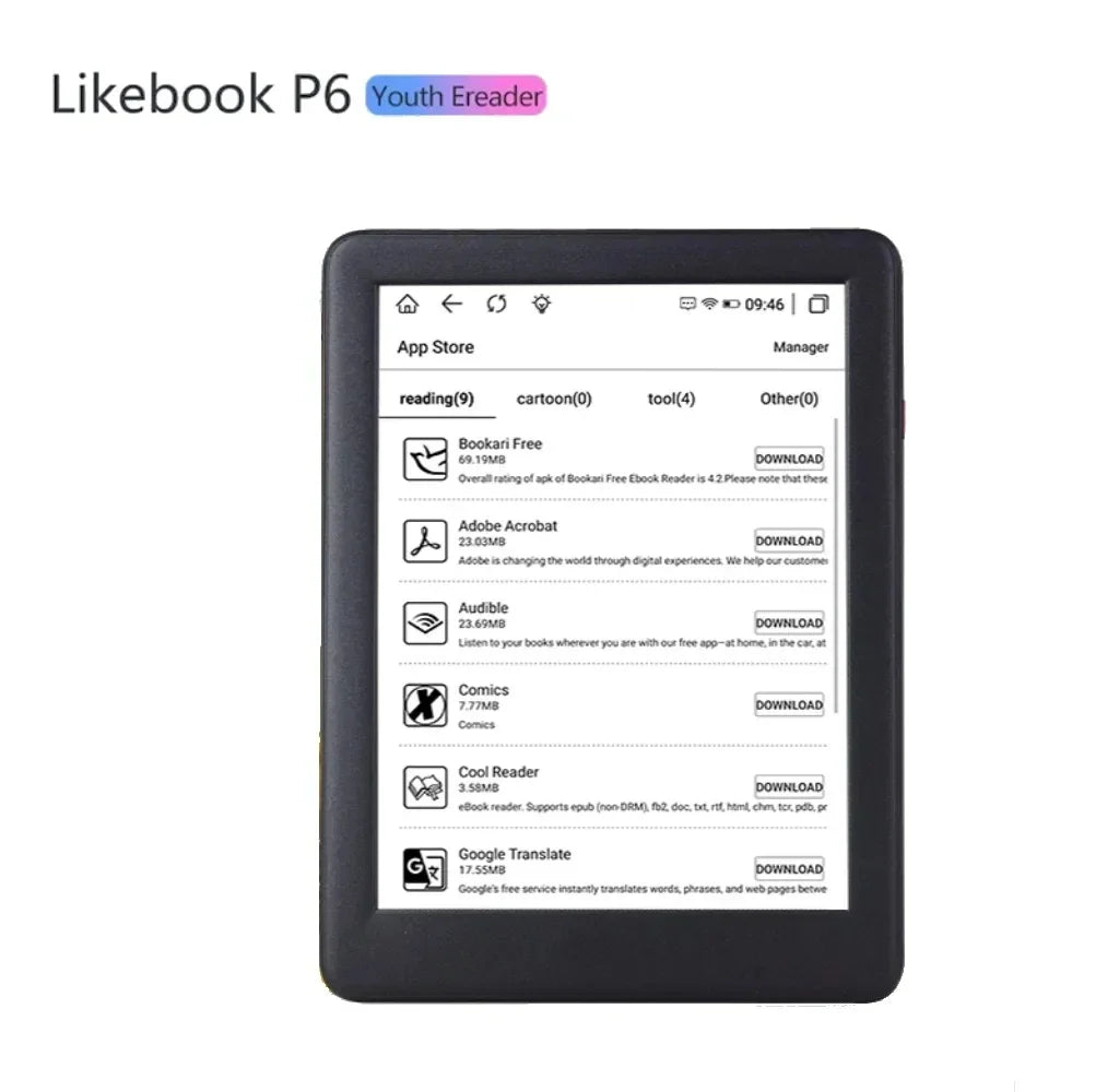 2023 NEW Boyue likebook P6 6" Ebook reader Ereader with Dual color frontlight 1G/16GB 8-core android 8.1 eink reader book