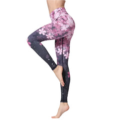 Cloud Hide Yoga Pants Women Flower High Waist Sports Leggings