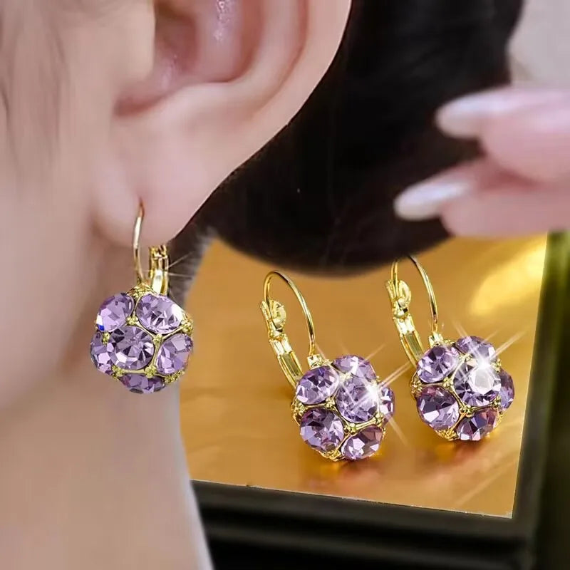 Fashion Trend Unique Design Elegant Exquisite Light Amethyst Round Earrings