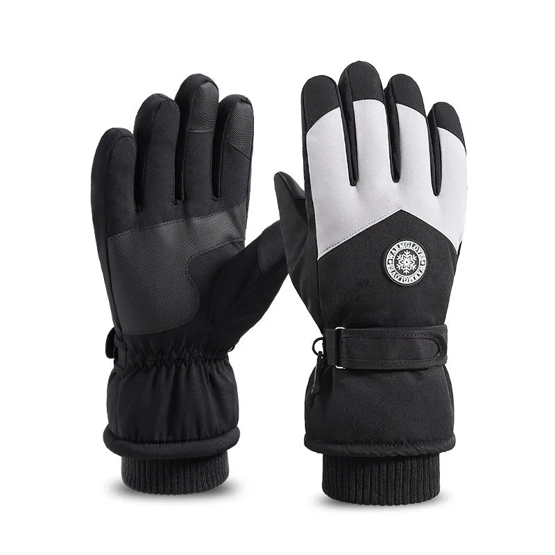 Skiing Gloves Men and Women Winter Touch Screen Warm Velvet Padded Thickened Cycling Waterproof Outdoor Cycling Non-Slip Cotton