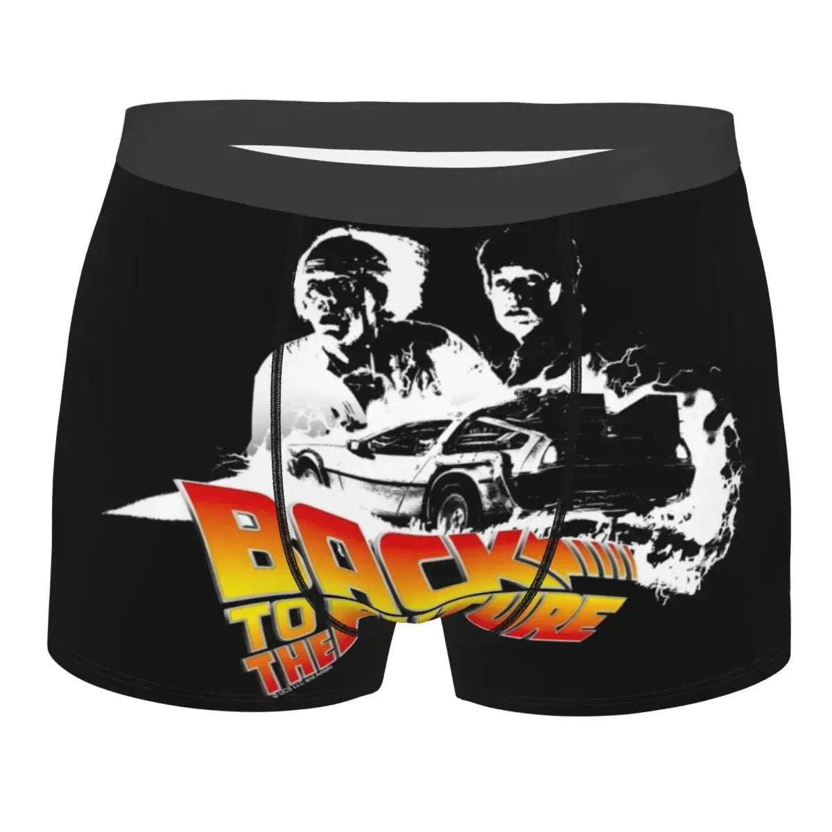 Custom Male Novelty Back To Future Underwear Marty Mcfly Delorean Time Travel 1980s Movie Boxer Briefs Stretch Shorts Panties