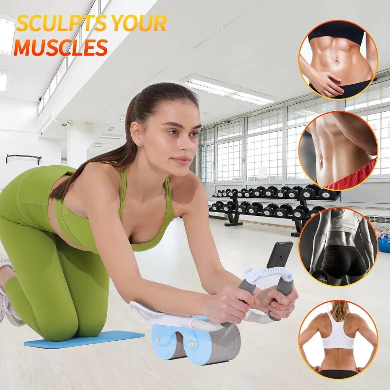 Double Ab Wheel Personal Fitness Set Abs Roller Exerciser Wheels equipment Body Slimming Device