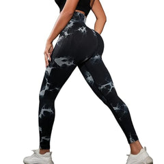 Women Tie Dye Yoga Pants Sports Leggings Seamless High Waist Push Up Tights Female Fitness Workout Leggins