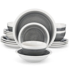 Grey Color Stoneware Tableware Set with Dinner/Dessert Plate Cereal/Pasta Bowl  For 4/8 Person