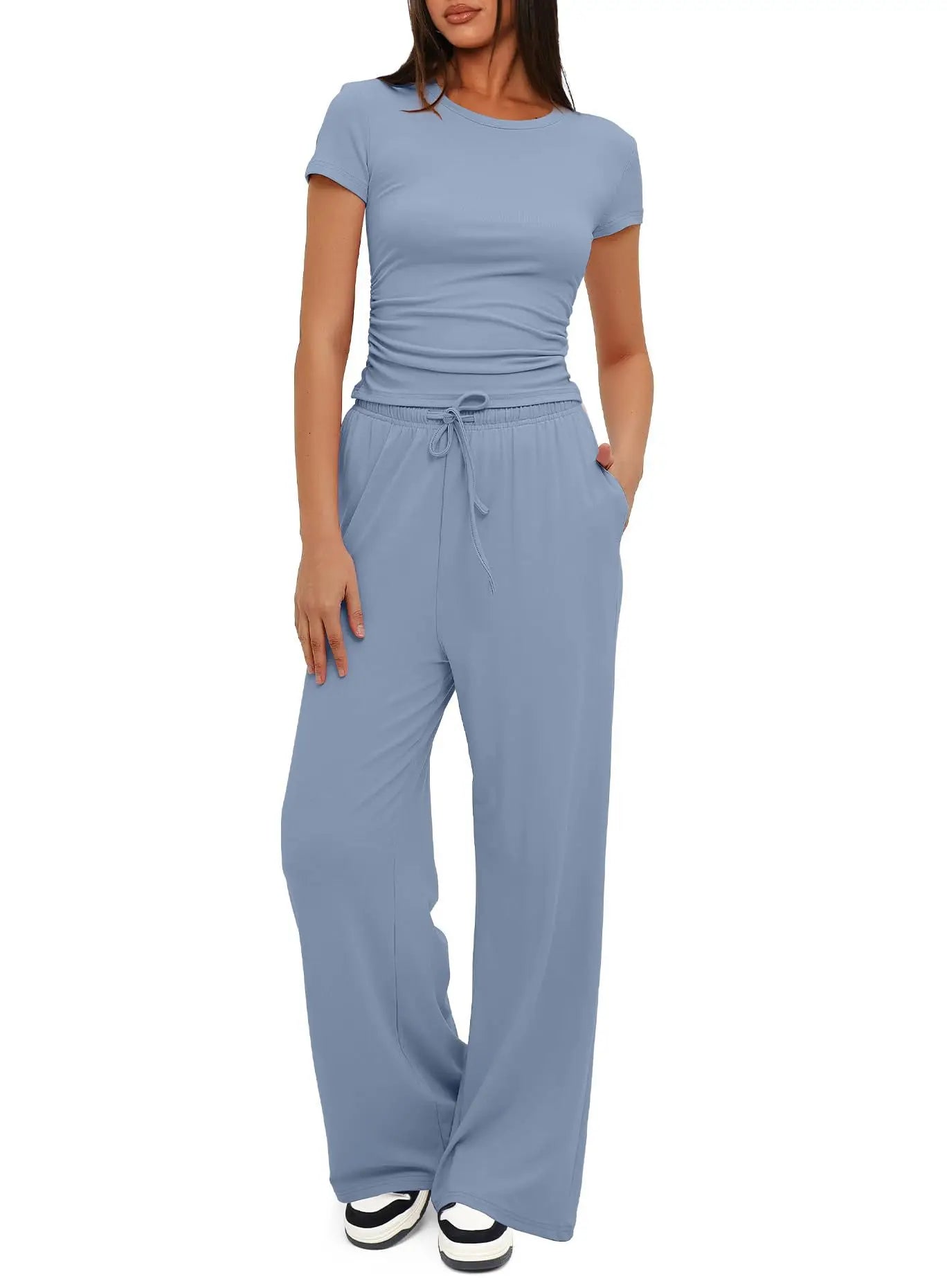 Women Two Pieces Set T-shirt And Wide Leg Pants