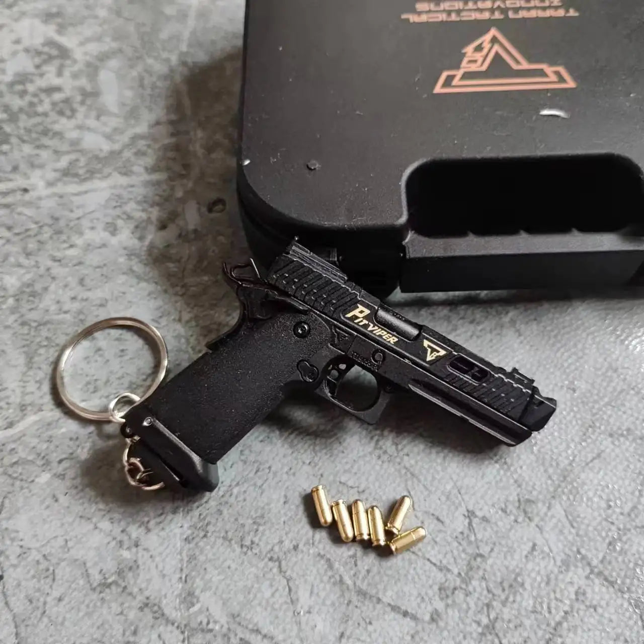 Alloy Empire G34 TTI PIT VIPER Pistol Model 1: 3 Throw Shell Mini Toy Gun Keychain Assemble Disassemble for Adult Kids Gift