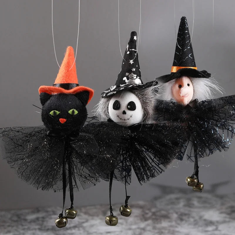 3PCS/Set Halloween Bar Tree Pendant Plush Doll Decor Ornament Party Scary Charm Decorate Cat Hanging Outdoor Decorations Prop