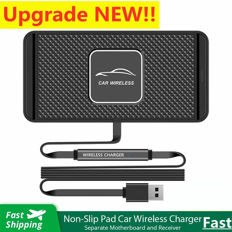 30W Car Wireless Charger Mat Silicone Non-Slip Pad for iPhone 15 14 13 12 11 X XR Samsung Xiaomi Car Phone Fast Charging Stand