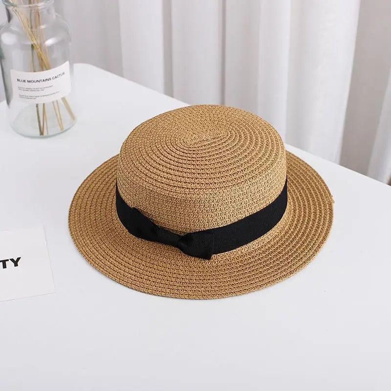 Bucket Cap Women Sun Visor Bowknot Straw Hat