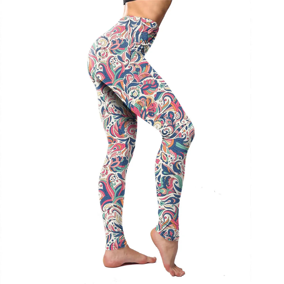 Floral Leggings High Waist Paisley Printed Legging For Women Highly Stretchable Fitness Tights Yoga Pants