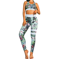 Cloud Hide Flower Printing Yoga Set Gym Outfits Sportswear Women Fitness Tracksuit Bra Top High Waist Leggings Pants Sports Suit