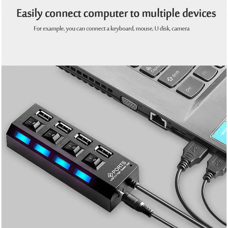 USB 2.0 Hub USB Hub 2.0 Multi USB Splitter Hub Use Power Adapter