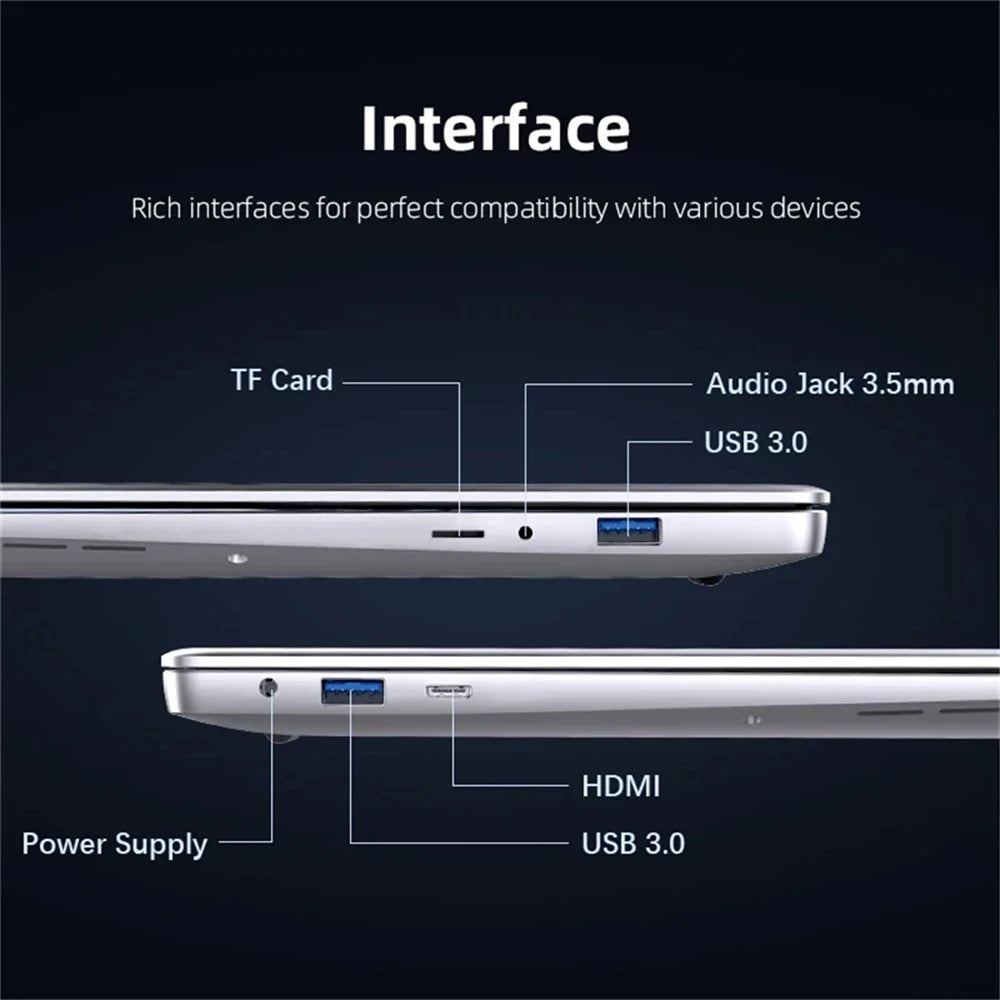 Portable Windows 11 i7-7500U Laptop 12GB RAM 1/2TB SSD Laptops Computer PC 14.1 Inch 1920*1080 Resolution Office Study Compute