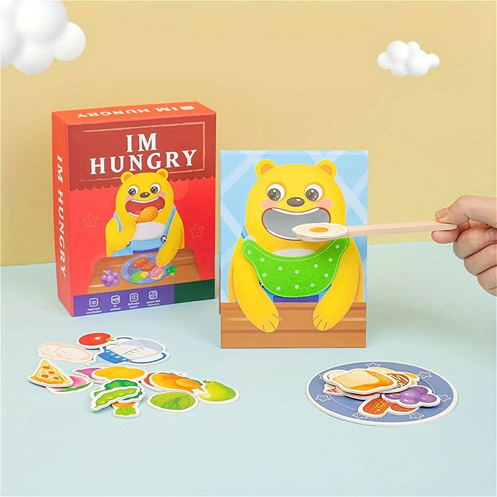 Delightful Bear Feeding Toy - Develops Fine Motor Skills, Hand-Eye Coordination - Desktop Puzzle Game