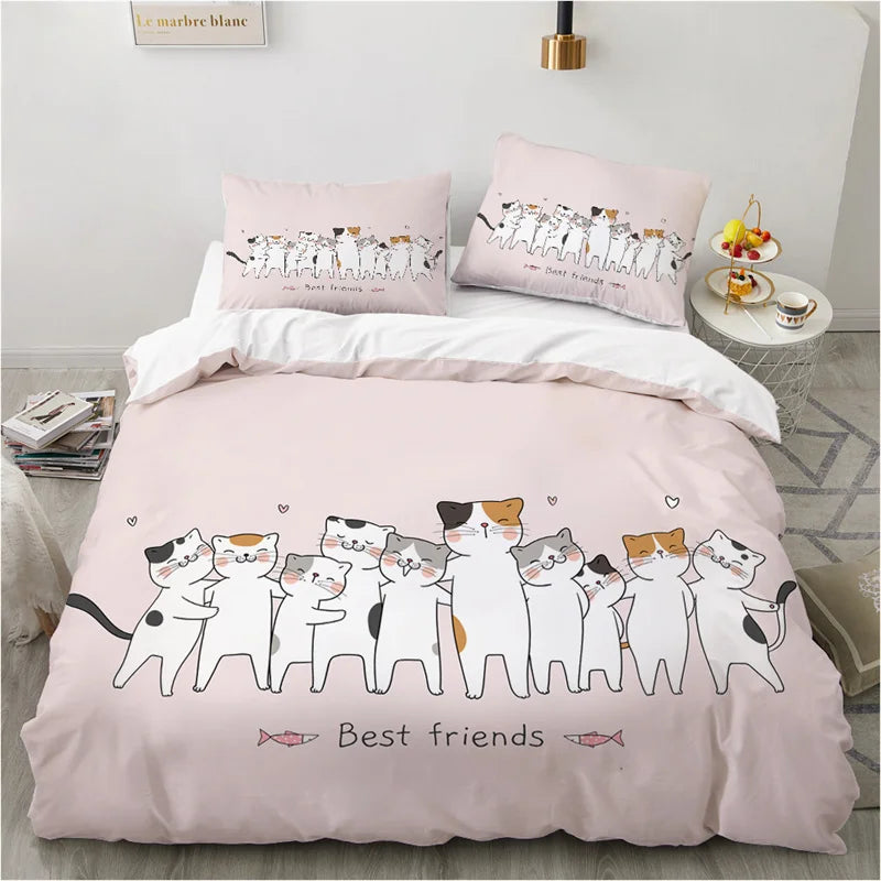 Cute Cartoon Animals Pink Toddler Bedding Set