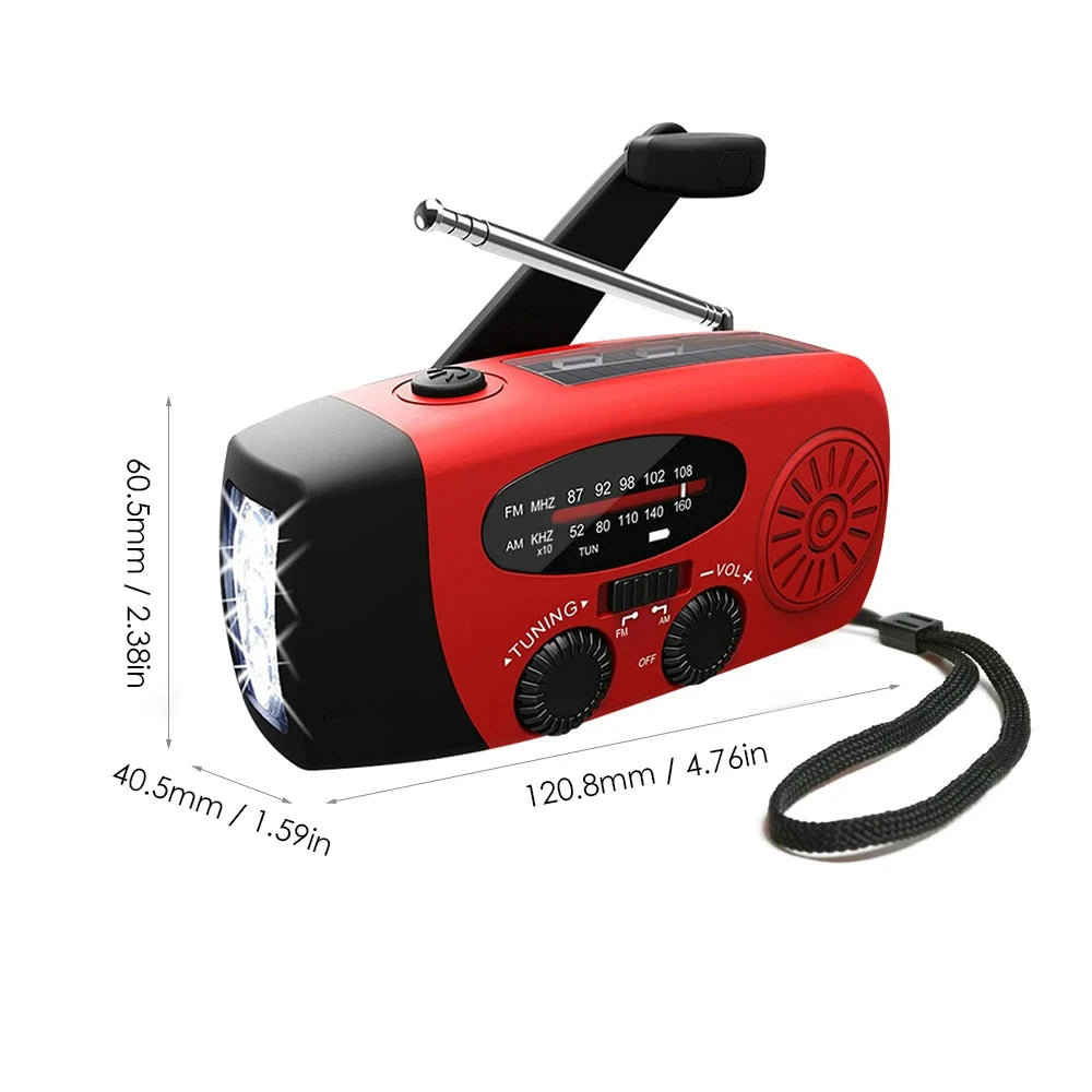 Portable Radio with AM/FM Flashlight Reading Lamp NOAA Weather Power Bank for Emergency Solar Powered Crank Handheld Radio