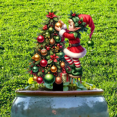 Christmas Yard Stakes Waterproof Christmas Tree Planter Stakes Reusable Acrylic Lawn Decoration