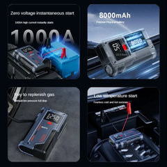 Car Jump Starter w/ Tire Inflator All in One 8000mAh Auto Air Compressor Booster