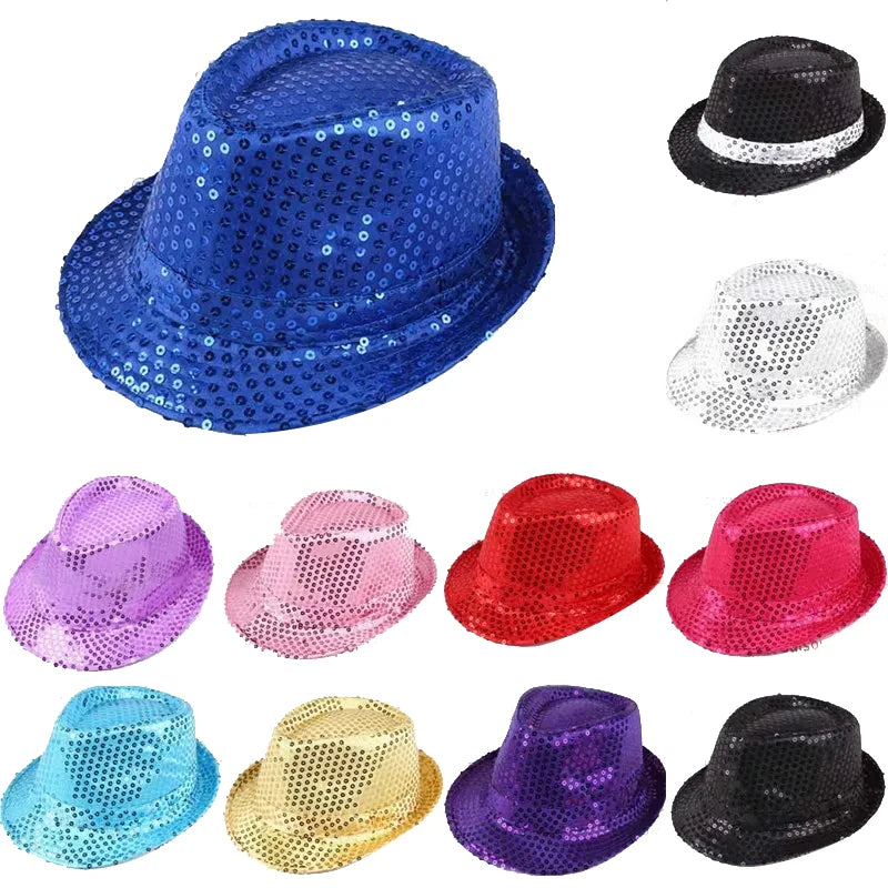 Play Prop Performance Costume Women Men Shiny Beading Hats Dance Show Party Hip Hop