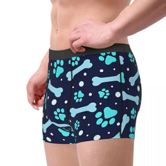 Men Paw Bone Underwear Cat Dog Boxer Briefs Shorts Panties Male Polyester Underpants