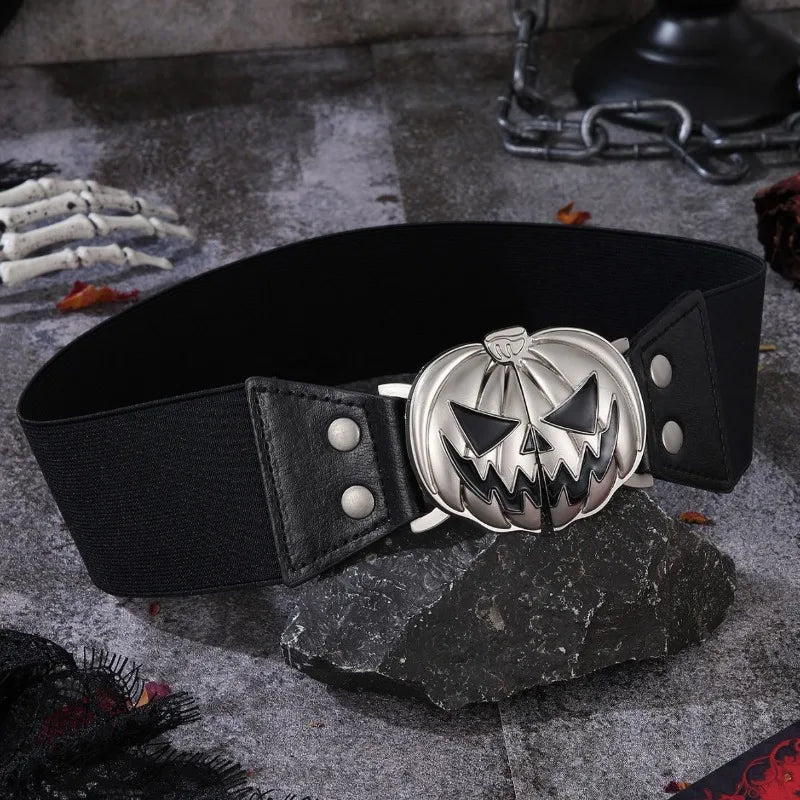 Halloween Pumpkin Head Alloy Buckle Belt Unisex Fashion Personality Skull Waistband Versatile Clothing Accessories