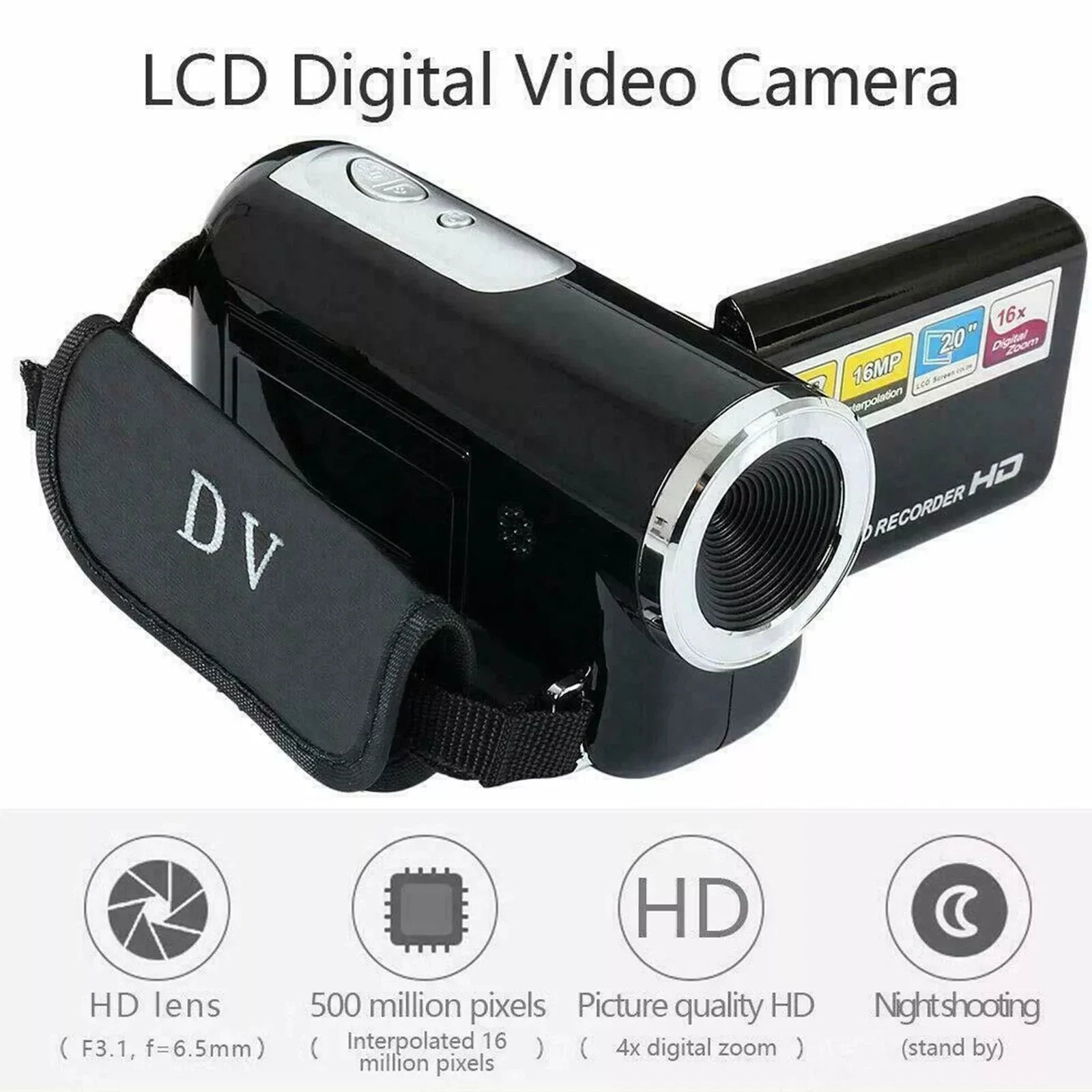 16MP HD Digital Camera 1080P Full HD Digital Video Camcorder 270 degree Rotation Screen 16X Night Vision Zoom Shooting Cam