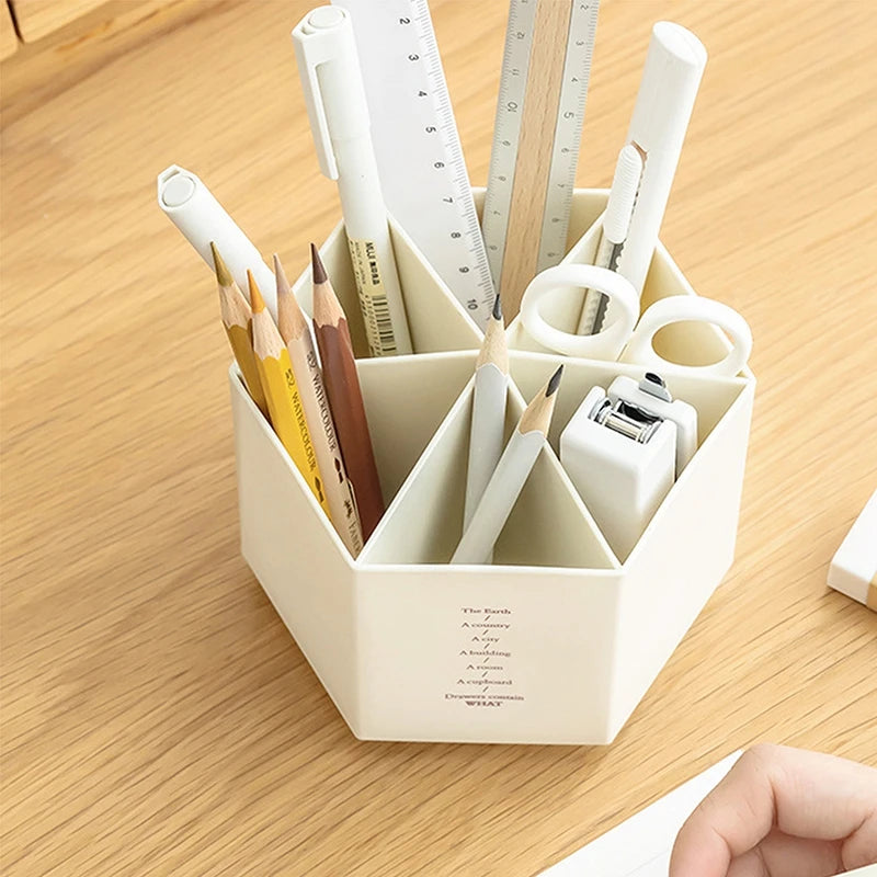 Desk Organizer Accessories Pen Holder Desktop Hexagon Pencil Pot