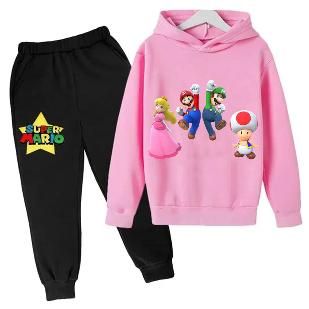 Kids Super Mario Bros Boy Girl Hoodie Suit Spring Autumn Kids Hooded Sportswear