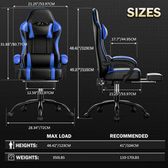 Game chair, computer chair with footstool and waist support, ergonomic electronic game chair