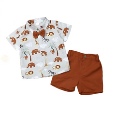 Kids Boys Printing Clothes Set Casual Short Sleeve T-Shirt + Short Pants