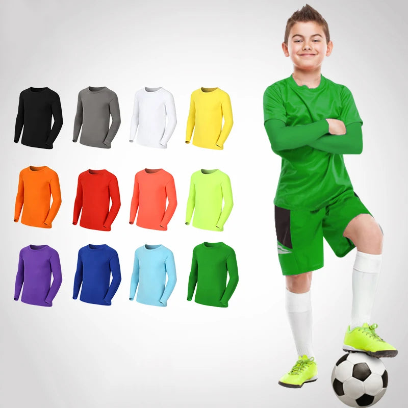 Kids Children Boy Girl Running Long T Shirt Fitness Sport Basketball Football Outdoor Hiking Jogging Riding Soccer Clothes