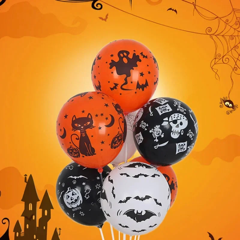 Scary Halloween Balloons Kids Toys Pumpkin Skeleton Ghost Bar Party Decor Balloon Halloween Black Orange Latex Balloon