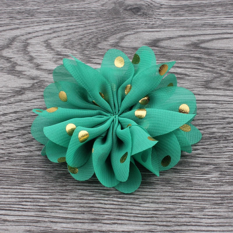 Fashion Gold Point Puffy Flower For Hair Accessories Ballerina Chiffon Flower Ornaments For Wedding Bouquet