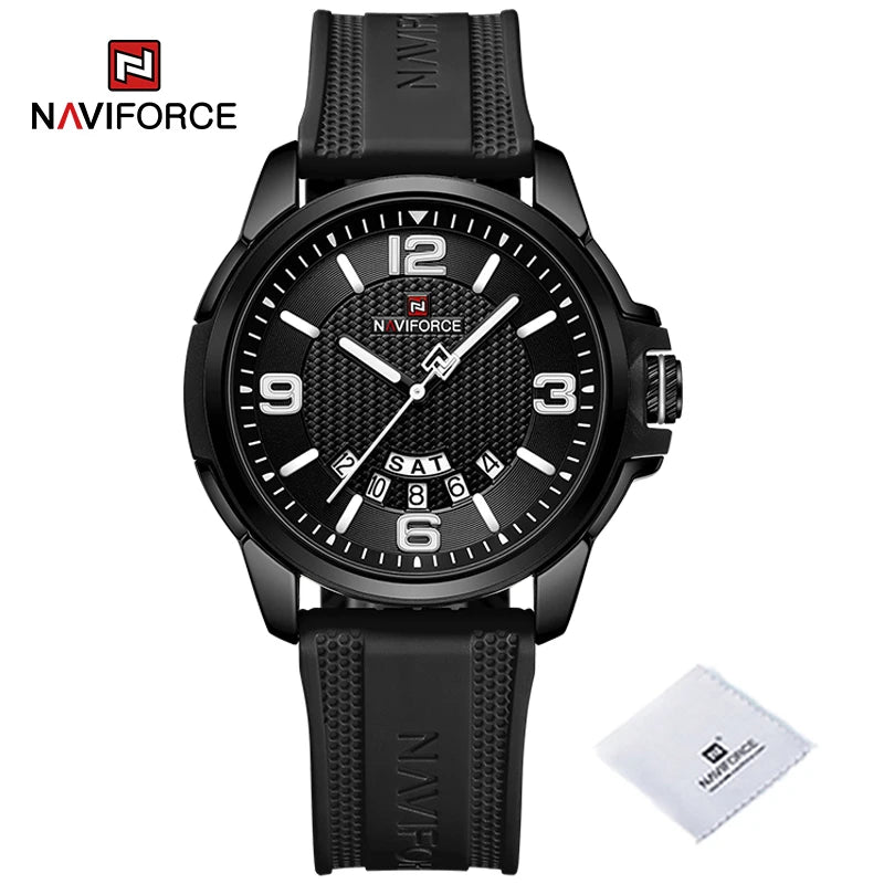 NAVIFORCE Creative TPU Strap Male Wristwatch Fashion Sports 3ATM Waterproof Quartz Day and Date Display Men Watches