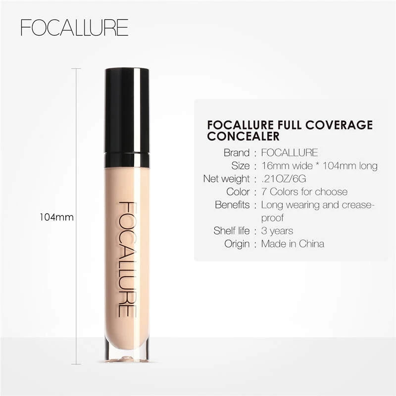 FOCALLURE Face Concealer Full Coverage Oil Control Base Waterproof Moisturizing Liquid Foundation