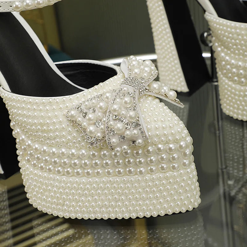 Wedding Bridal Party Water Platform Bow Sandals